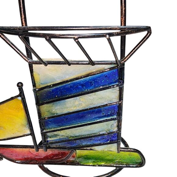 STAINED GLASS SAILBOAT LIGHTHOUSE LIGHT UP SUN CATCHER DECOR - Picture 2 of 7